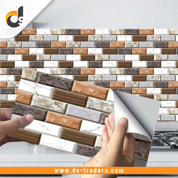24pcs/set 3D Mosaic Design Self-Adhesive Waterproof Wall Sticker
